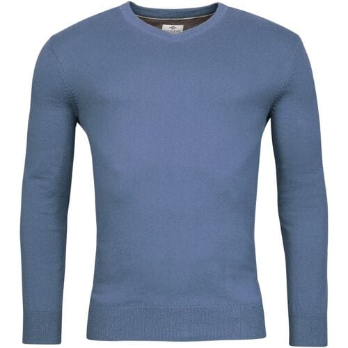 Baileys Trui V-Neck Cotton Cashmere Single Knit Denim Blue / male