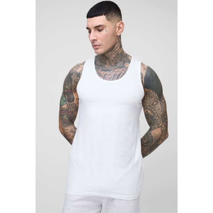 Tall Regular Fit Essential Vest | White | Size Small