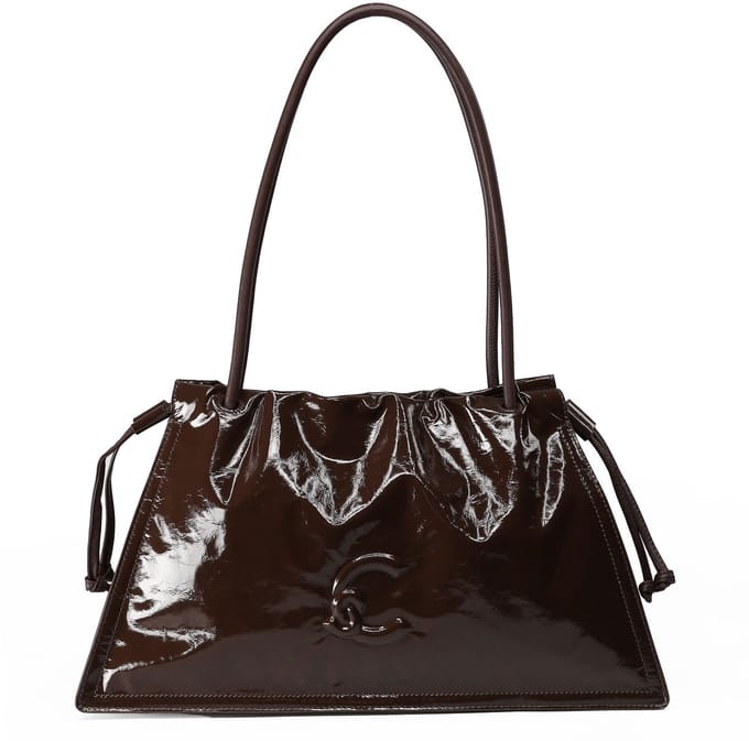 COCCINELLE Leren schoudertas Dulse Shiny Shoulderbag Brunette donkerbruin