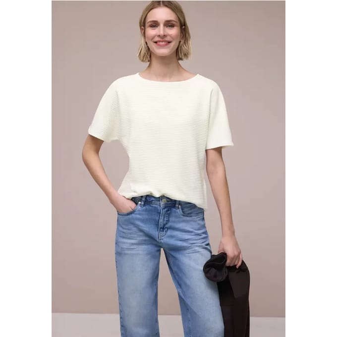 Shirt met structuur in effen kleur