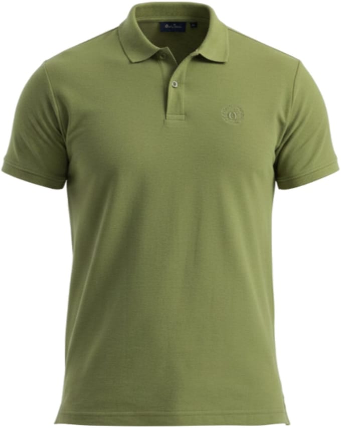 OMBRE Polo - Regular Fit - Katoen - Korte Mouw Olijf S