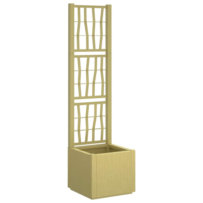vidaXL - Tuinbloembak - met - klimrek - Groen - 36 - x - 36 - x - 140 - cm - PP