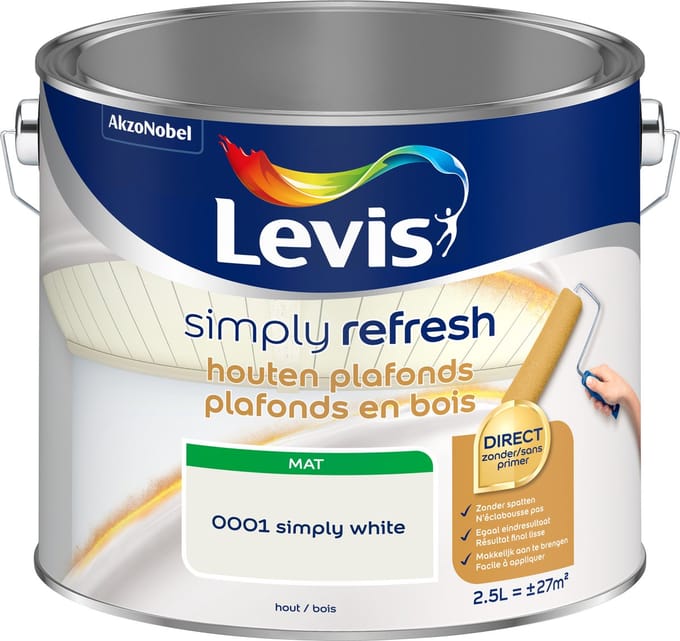 Levis - Simply Refresh Houten Plafonds - Wit - 2,5 L