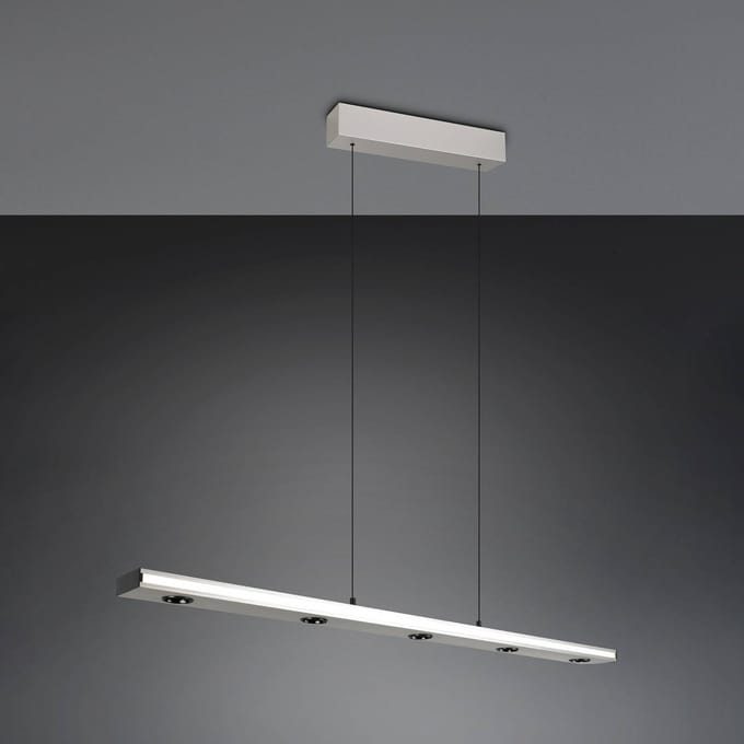 Trio Lighting LED hanglamp Graham, nikkel, metaal, up/down, CCT, dimmer