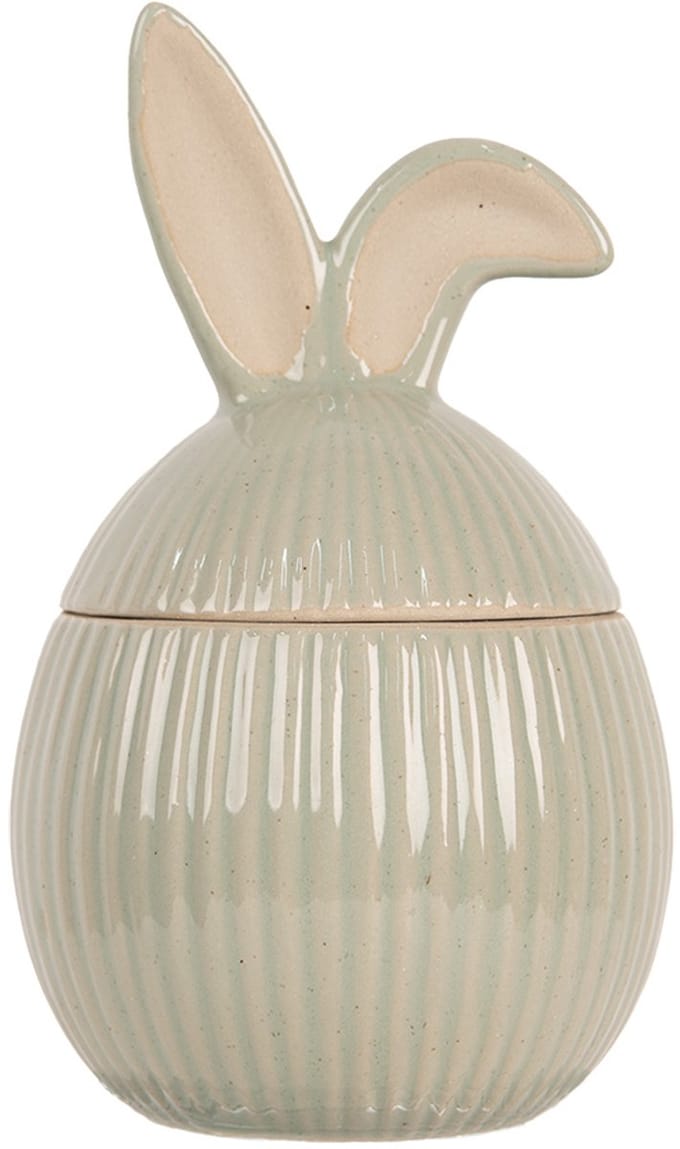 Clayre & Eef Voorraadpot 10x10x16 cm Groen Keramiek