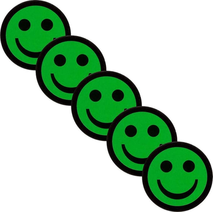 5 Groene Smiley Magneten - 2,5 cm - Whiteboard Magneten