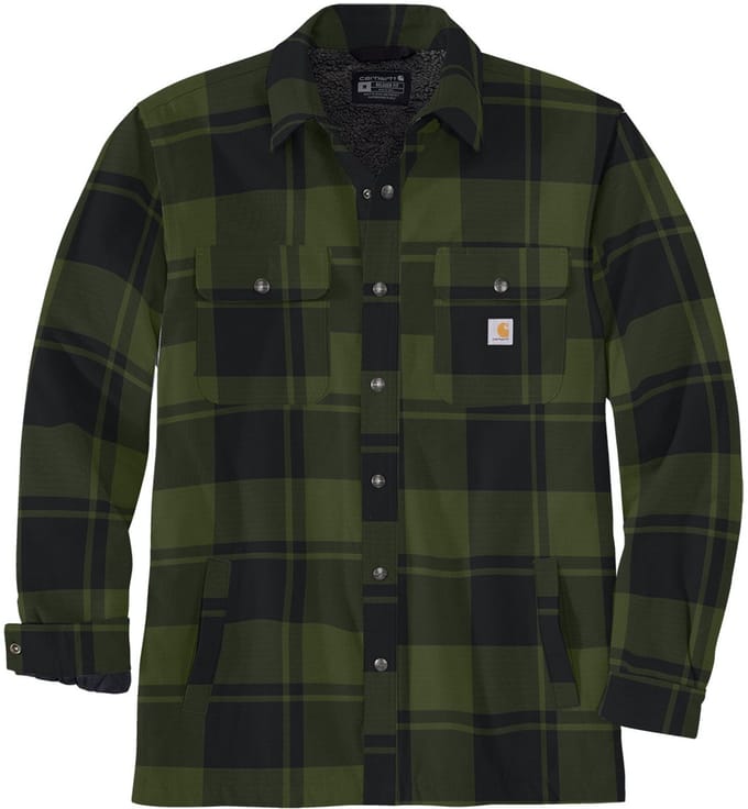 Carhartt Jacke Flannel Sherpa-Lined Shirt Jac Chive-2XL