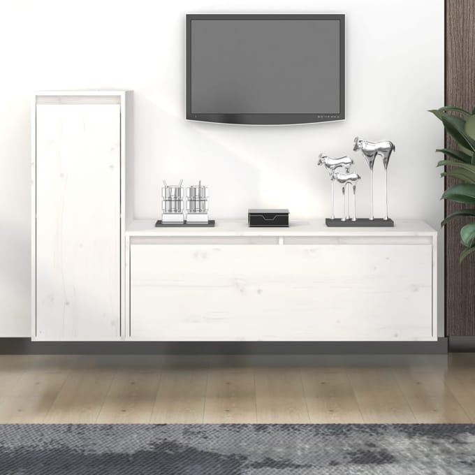 vidaXL - Tv-meubelen - 2 - st - massief - grenenhout - wit
