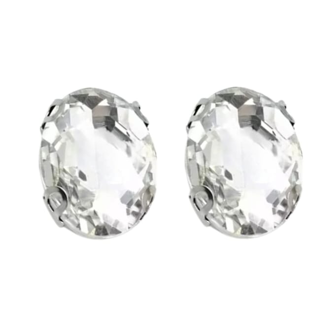 Magneet oorbellen ovaal zilverkleur 10 mm