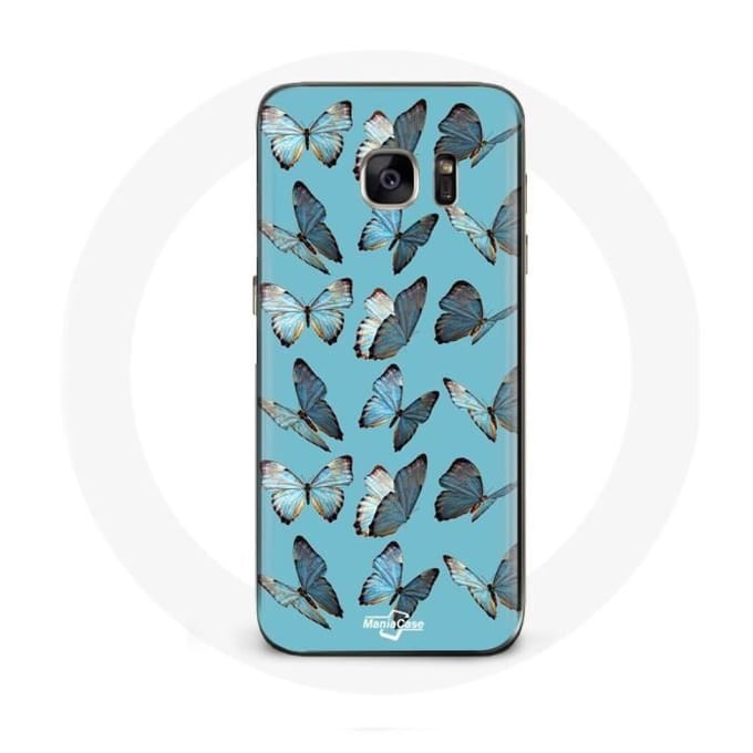 Coque pour Samsung Galaxy S7 Edge Papillons Fond bleu