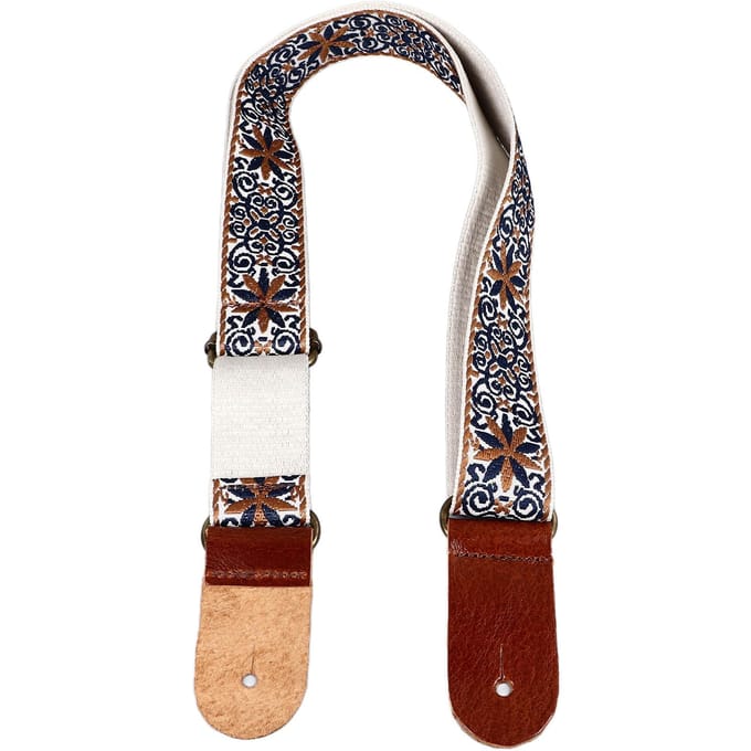 Geborduurde Ukulele Riem Etnische Stijl Verstelbare Lengte Nylon Leer Comfortabele Pasvorm Ukulele white