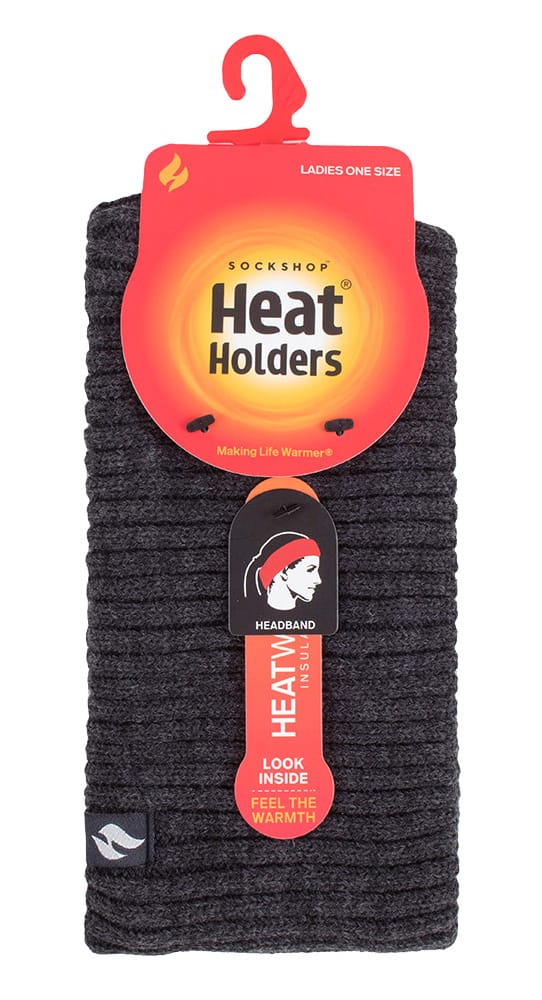 Dames fleece gevoerde thermo oorwarmer hoofdband - Geribbeld Donkergrijs