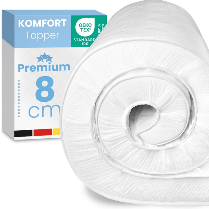 ELONEO Comfortschuim Topper 90x190 cm – 8 cm Dik – Ademende Matras Topper voor Boxspring Bedden