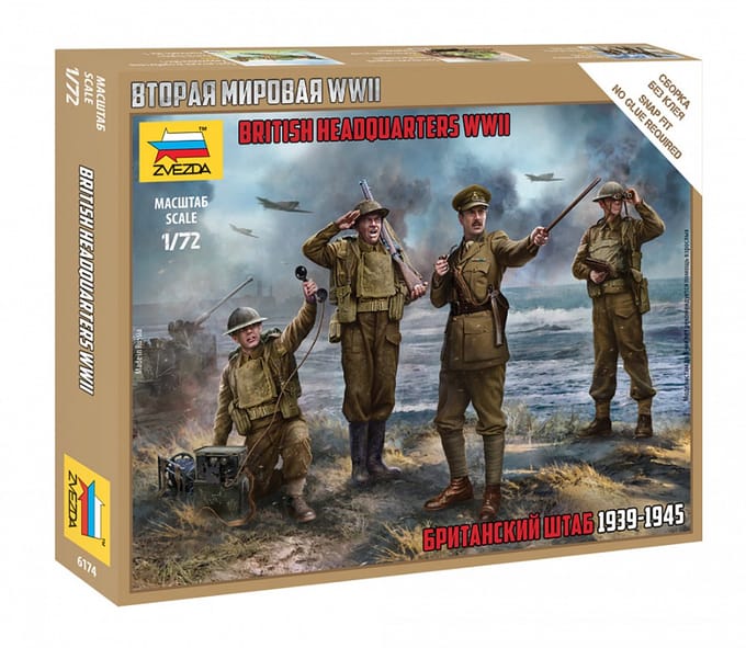 Zvezda Modelbouwpakket Militaire voertuigen - 6174 British headquarters WWII Figures Plastic - 1:72 - Modelbouw