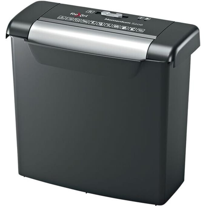 Rexel Momentum S206 Papierversnipperaar 6 vellen Strip cut 6 mm P-2 9 l Ook geschikt voor Nietjes, Paperclips