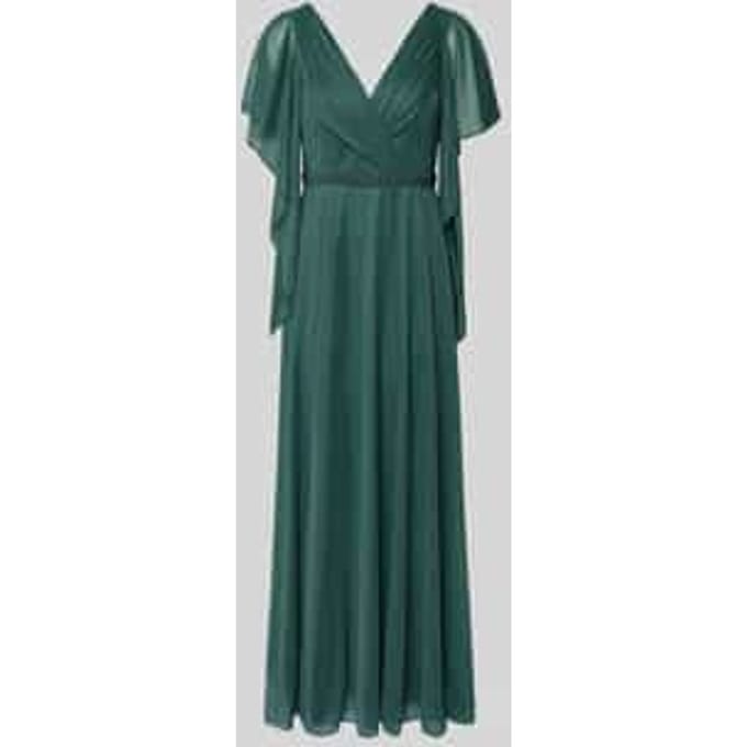 maxi-jurk met V-hals en met siersteentjes