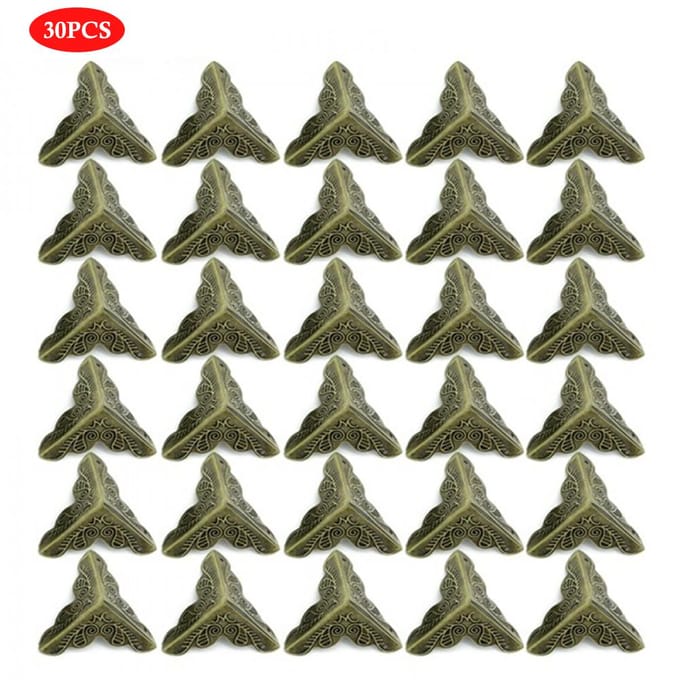 30 Pièces Protecteurs d'Angle de Boîte Étui en Métal Sculpté Garde-Bords de Boîte en Bois gray