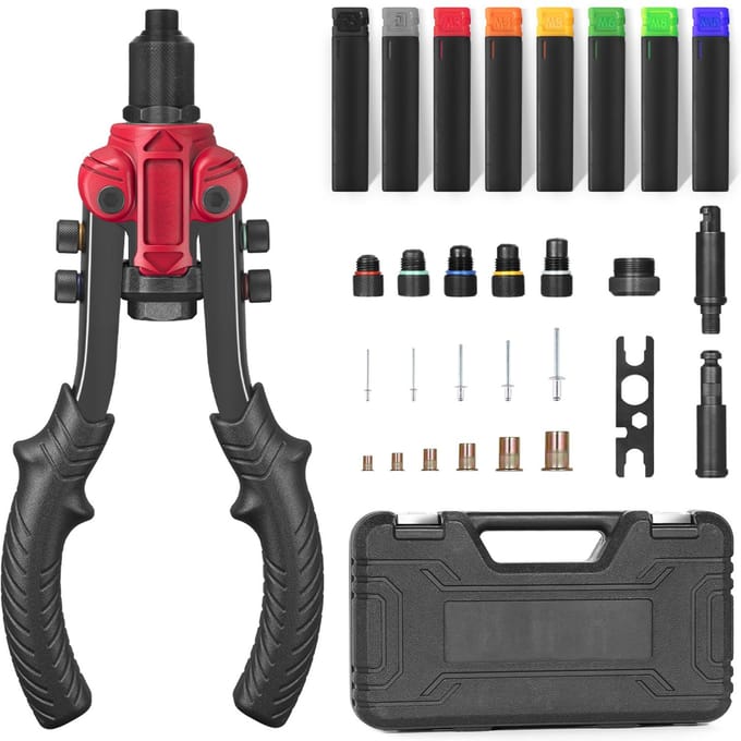 Outil d'écrou à rivets, kit de pose de rivets 3 en 1, jeu de pinces à écrous à rivets avec 6 métriques et SAE multicolore
