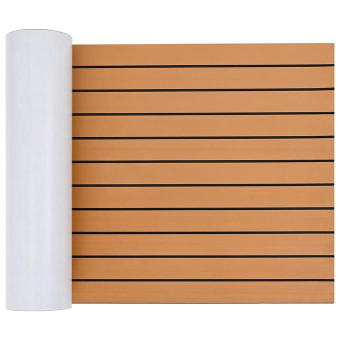 vidaXL - Bootmat - Gestreept - Bruin - en - zwart - 240 - x - 60 - cm - EVA