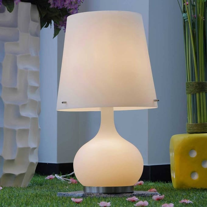 Fabas Luce Ade tafellamp, hoogte 58 cm, wit, glas