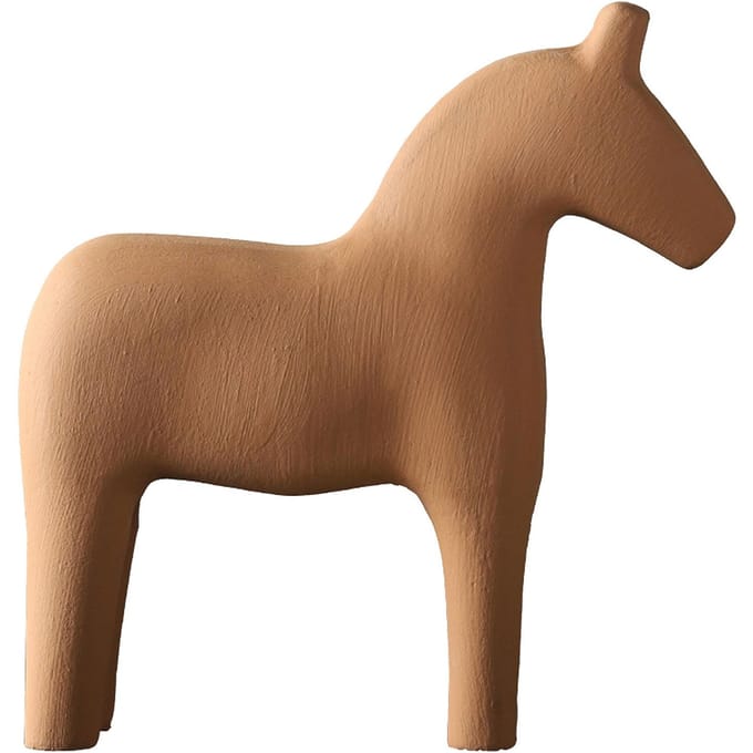 Figurine de Cheval en Bois Pin Solide Peint à la Main Statue de Cheval Simple Couleur Pure pour Bureau Familial L kaki