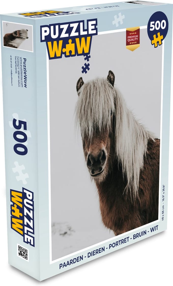 Puzzel Paarden - Dieren - Portret - Bruin - Wit - Legpuzzel - Puzzel 500 stukjes
