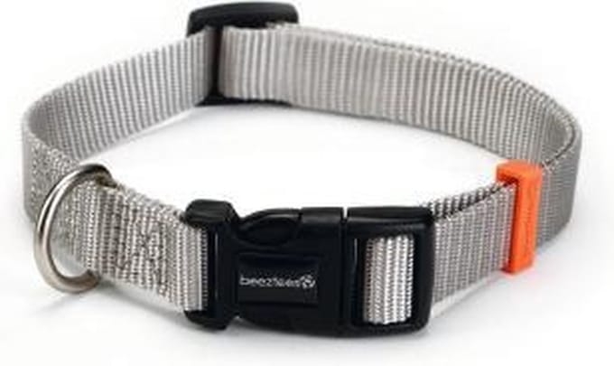 Beeztees nylon halsband uni lichtgrijs 48-70 cm x 25 mm