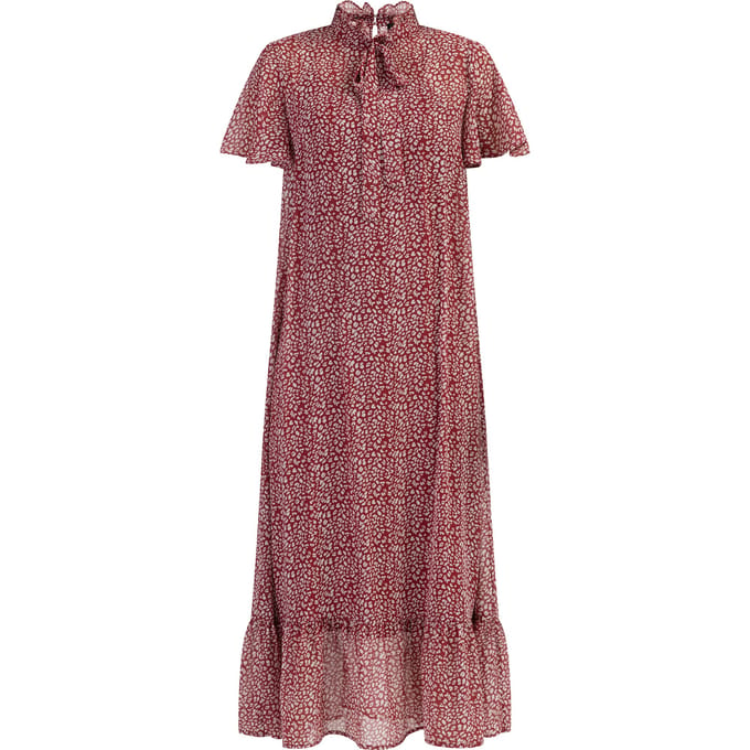 Faina Midi-jurk van chiffon Dames rood wit