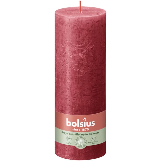 Bolsius Stompkaars Rustiek Delicate Red - 19 cm / ø 7 cm