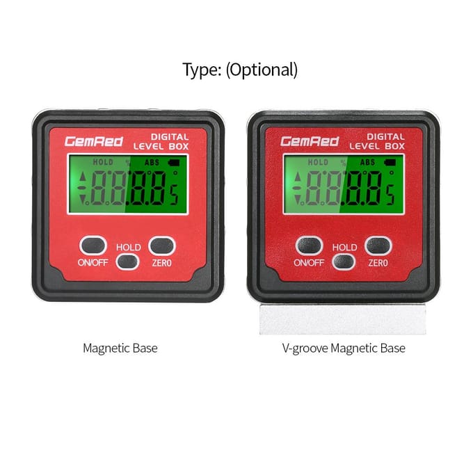 GemRed Waterpasdoos Hoekmeter Digitale Hoekzoeker Inclinometer Waterpas Magnetische Basis Magnetic Base
