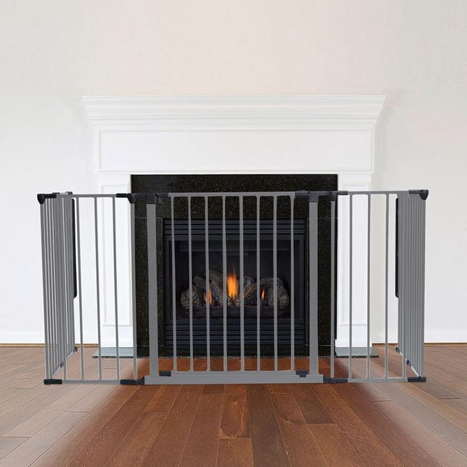 Safetots Meerdere Panelenhek voor Openhaard, 71cm D x 138cm B, Grijs