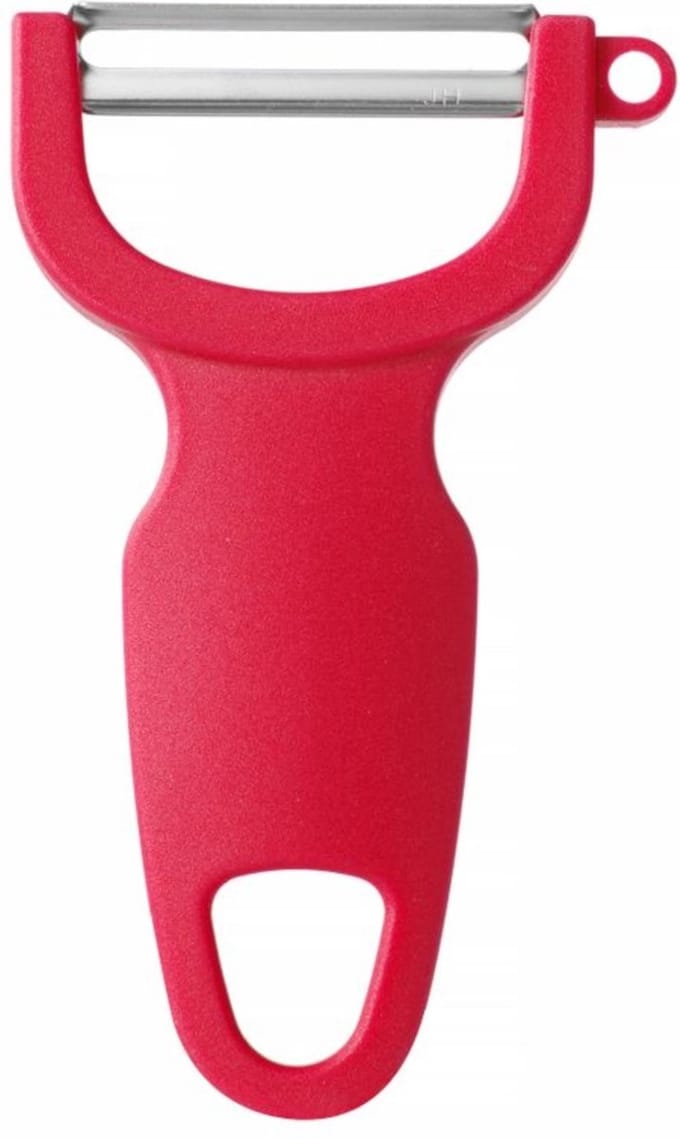 HENDI Horizontale universele dunschiller – roestvast staal – nauwkeurig gebogen blad – 110 mm – rood