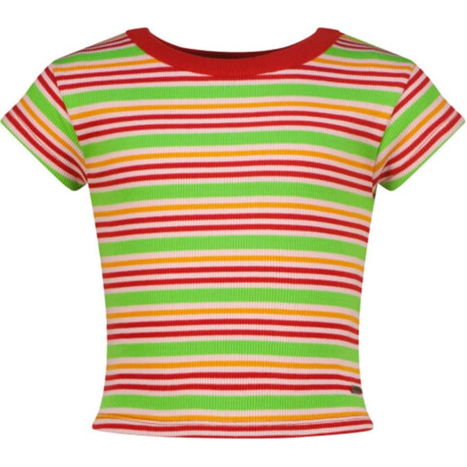 Vingino Icon-fancy stripe rib tee Meisjes T-shirt - Goji berry