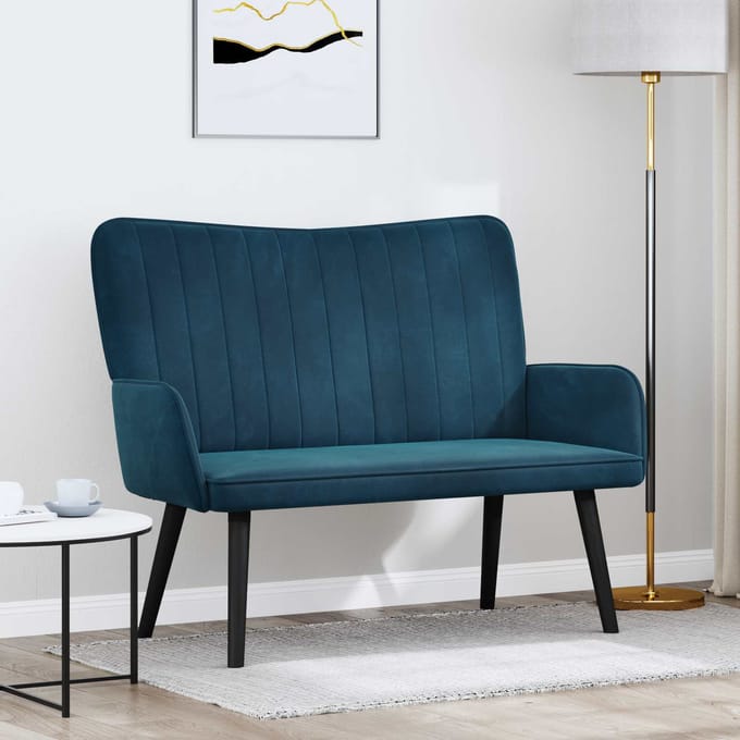 vidaXL - 2-Zits - Sofa - Blauw - 115 - x - 61 - x - 87 - cm - fluweel