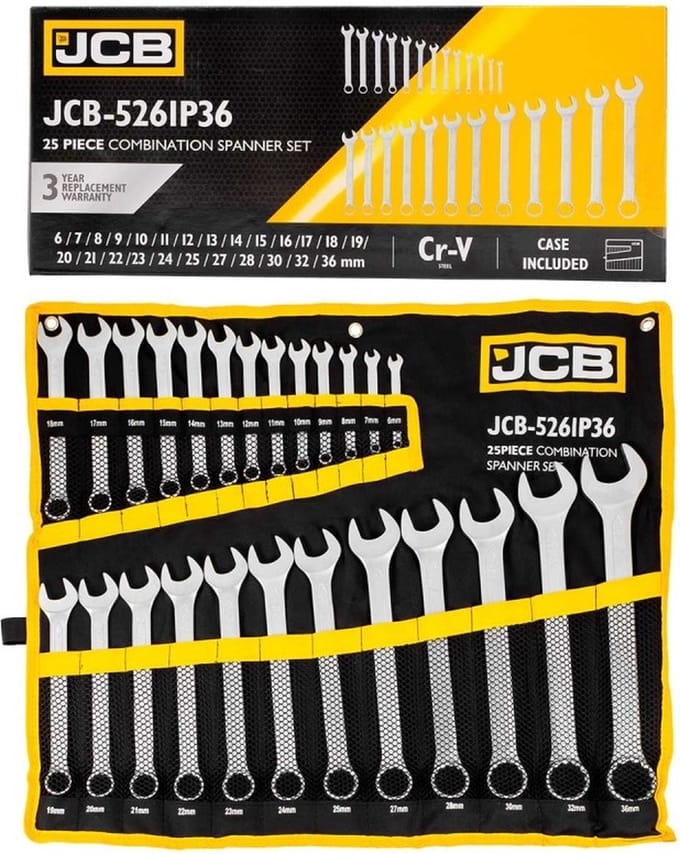 JCB - Steeksleutelset - 25-delig 6-25, 27, 28, 30, 32 en 36mm