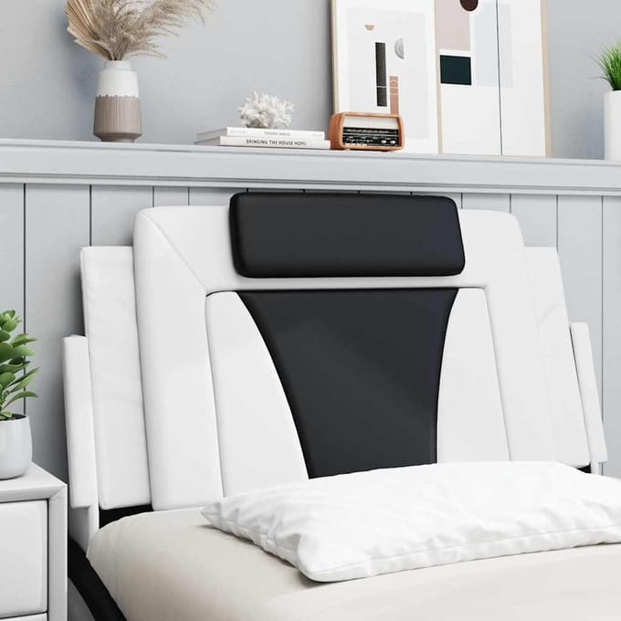 vidaXL - Hoofdbordkussen - "Viana" - 100 - cm - kunstleer - wit - en - zwart