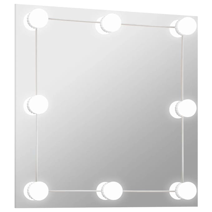 vidaXL - Wandspiegel - met - LED-lampen - vierkant - glas