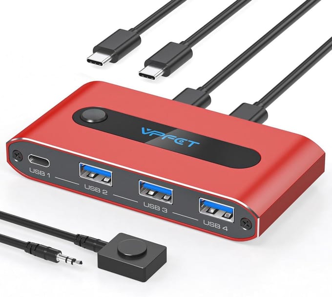 USB C Switch: 2 Computers Delen met 4 USB 3.2 Poorten en 10Gbps Snelheid