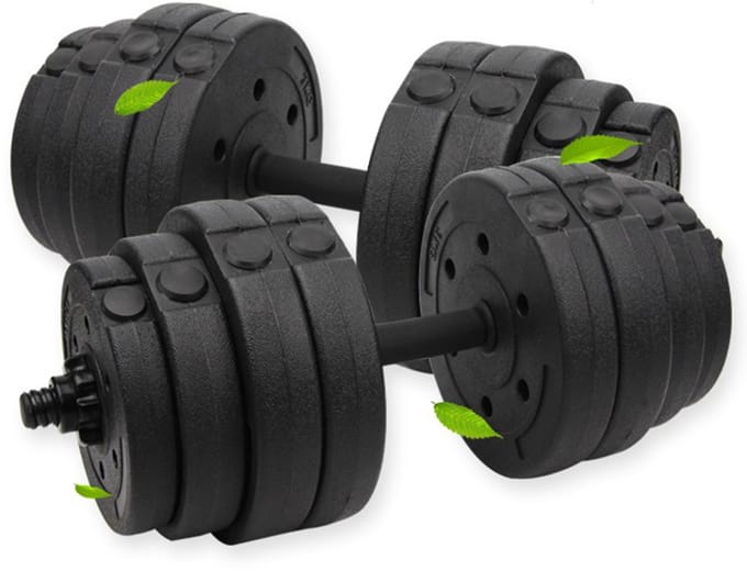 PIPIPOXER-2-in-1 halterset & Dumbbell Set , 20 kg halters, Verstelbare Halterset,Zwart