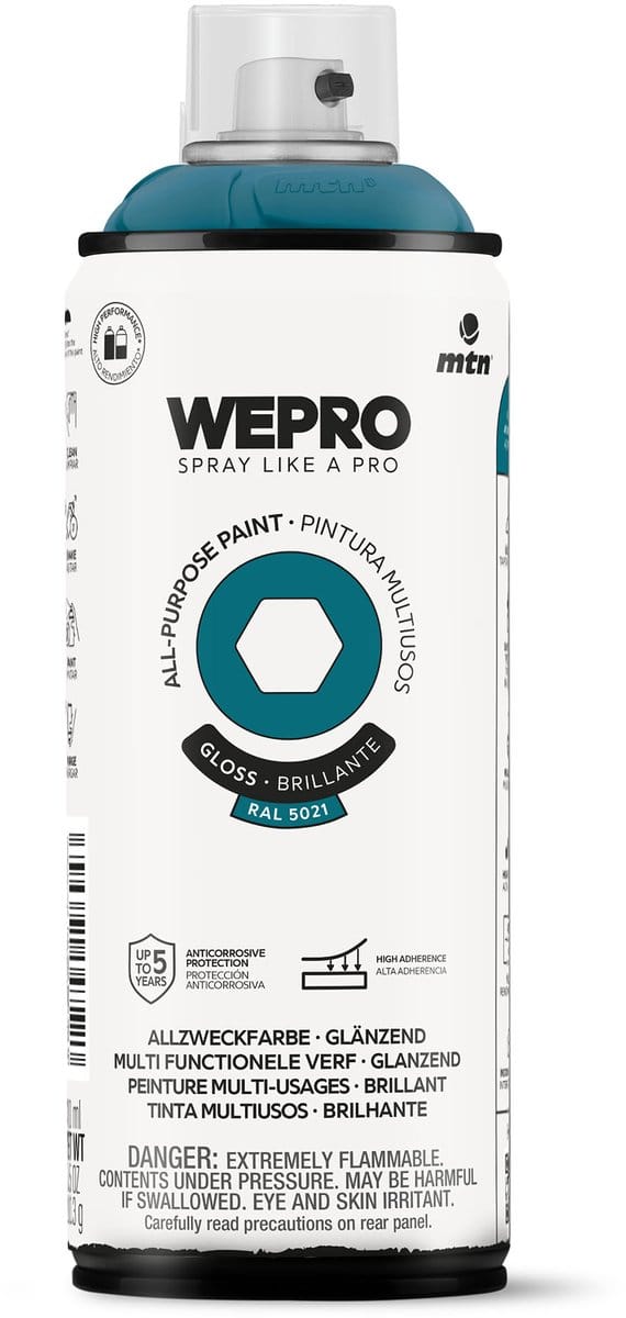 Spuitbus Ral 5021 Blauw Glans MTN WEPRO ALL-PURPOSE PAINT 400ML