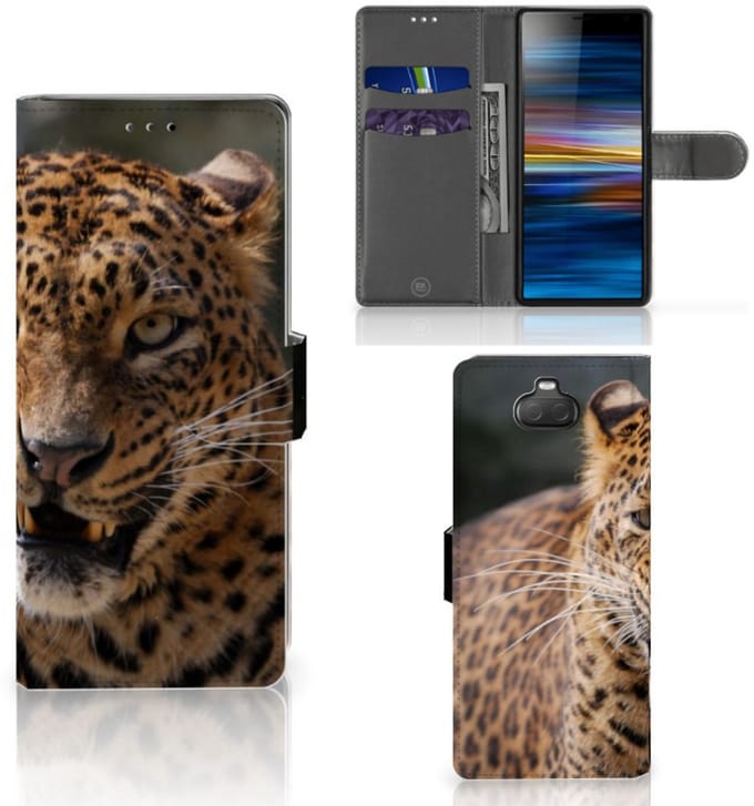 Sony Xperia 10 Telefoonhoesje met Pasjes Luipaard