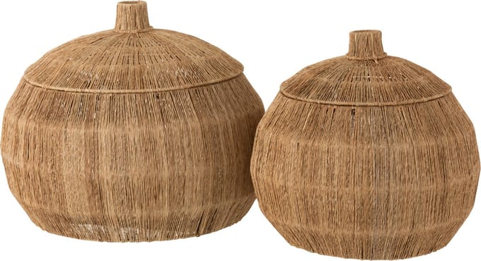 J-Line mand Dantya Bal - jute - naturel - 2 stuks