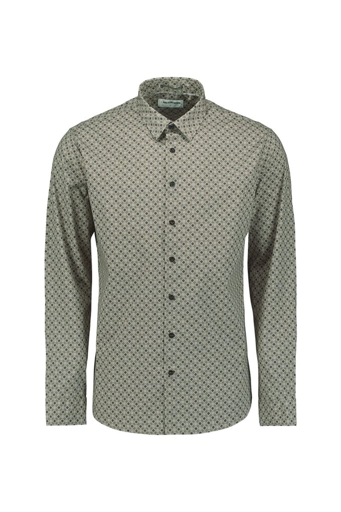 No Excess Shirt Stretch Allover Printed Clay Größe: M | Business hemden Outlet | Herren