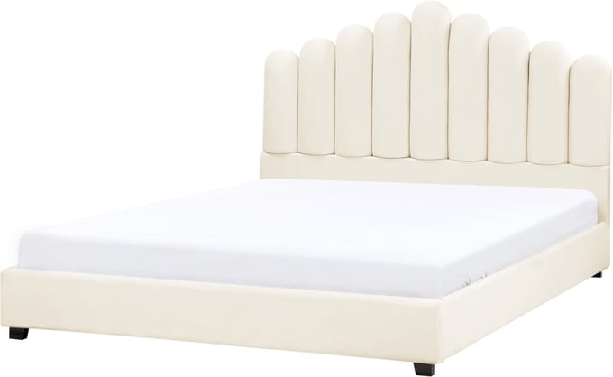 VINCENNES - Bed - Gebroken wit - 180 x 200 cm - Fluweel