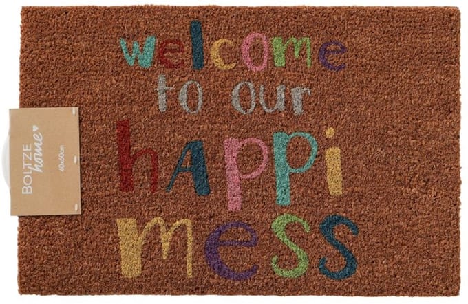 Boltze - Deurmat - Schoonloopmat - HappiMess - Welcome - Kokos - 60x40cm