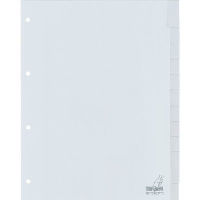 Kangaro tabbladen - A4 - PP 120 micron - grijs - 4-gaats - 12-delig venster - G412F