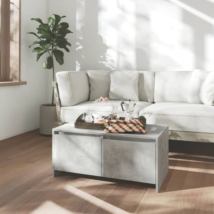 vidaXL - Salontafel - 90x50x41,5 - cm - bewerkt - hout - betongrijs
