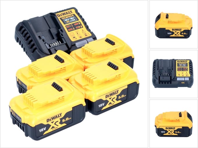 DeWalt DCB 1104 P4 accu-starterset 12 V / 18 V 4x accu 5,0 Ah + DCB 1104 oplader