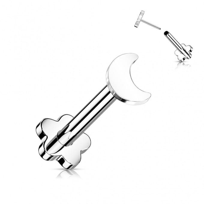 Piercing titanium push in maantje 1.2x8 - zilver - LMPiercings