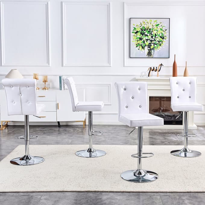 REDOM Eetkamerstoelen Set Van 4 - Waterafstotend - Vintage - PVC - Wit